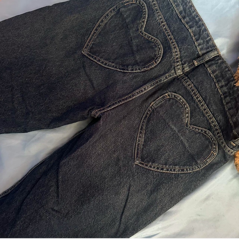 Zara Dark Wash Jeans with Tan Stitching